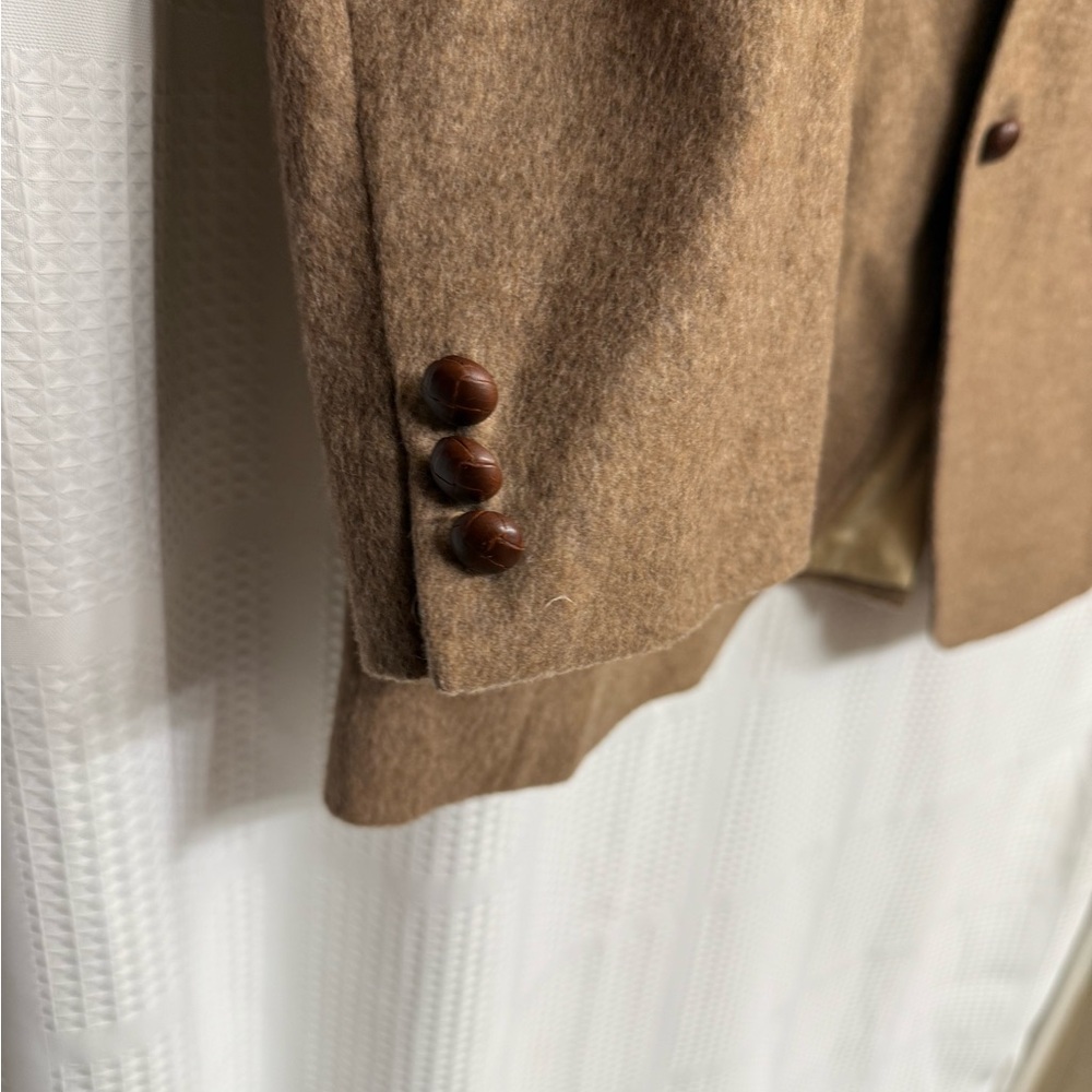 Vintage Chaps by Ralph Lauren Camel Hair Blazer W/ leather buttons approx size L - Picture 12 of 17